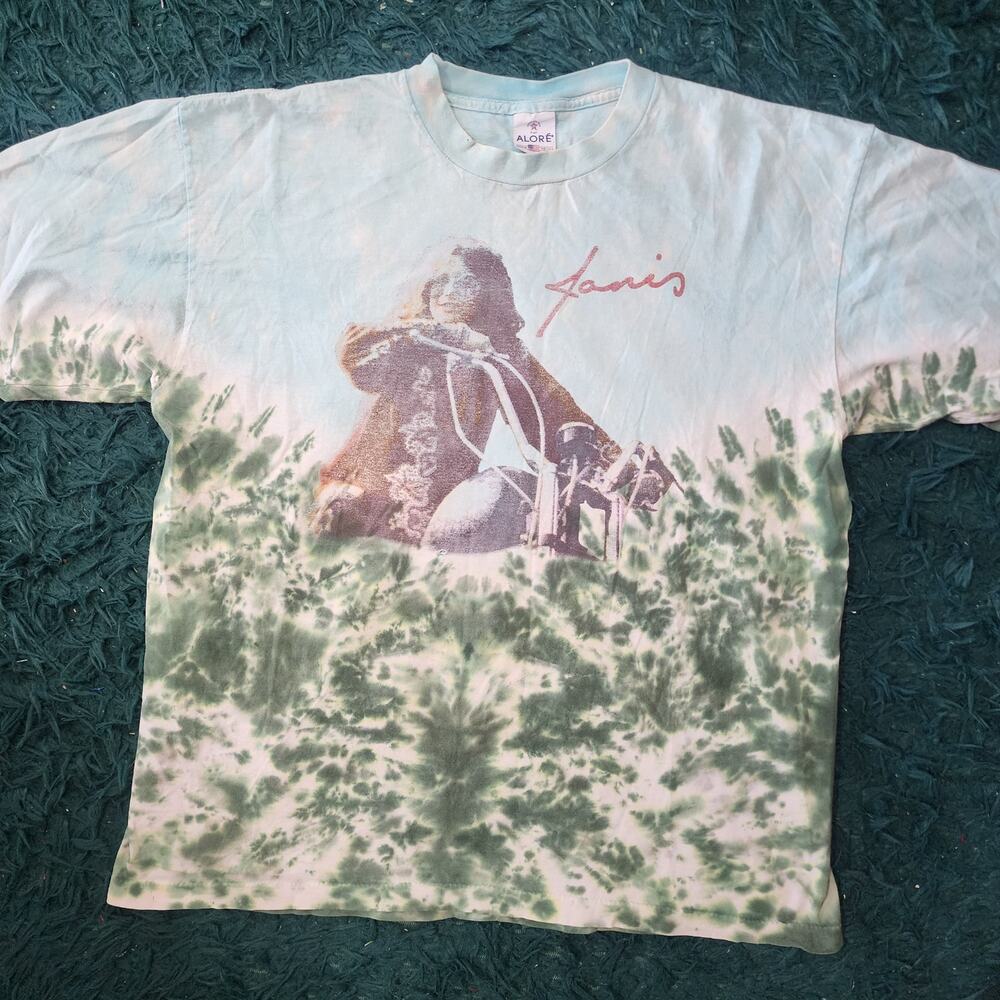 Vintage Janis Joplin Tie Dye Biker Graphic Tee Made in USA XL